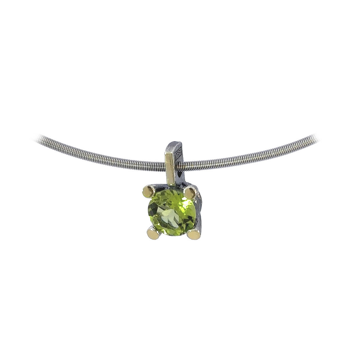 Silver, gold and peridot pendant