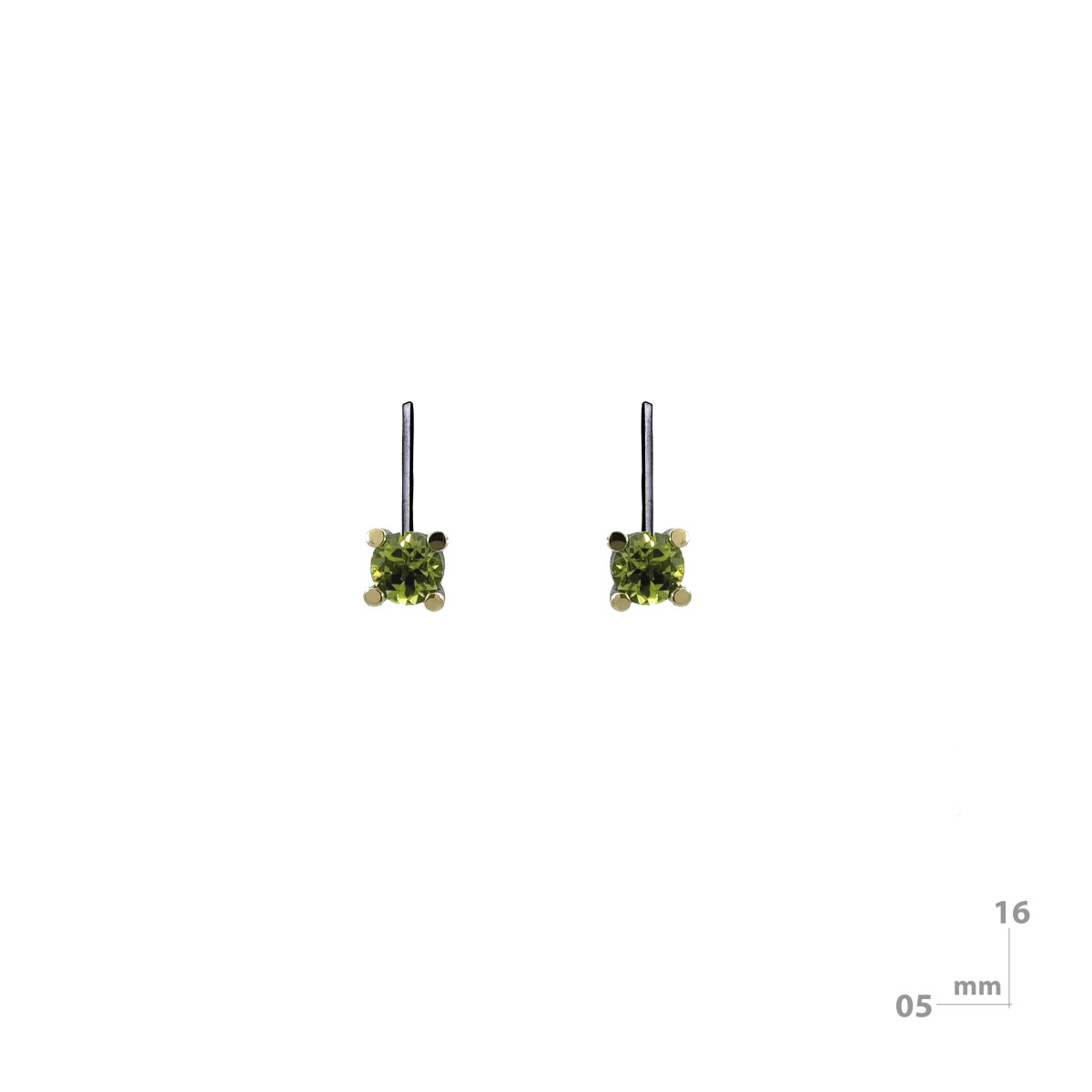 Silver, gold and peridot earrings