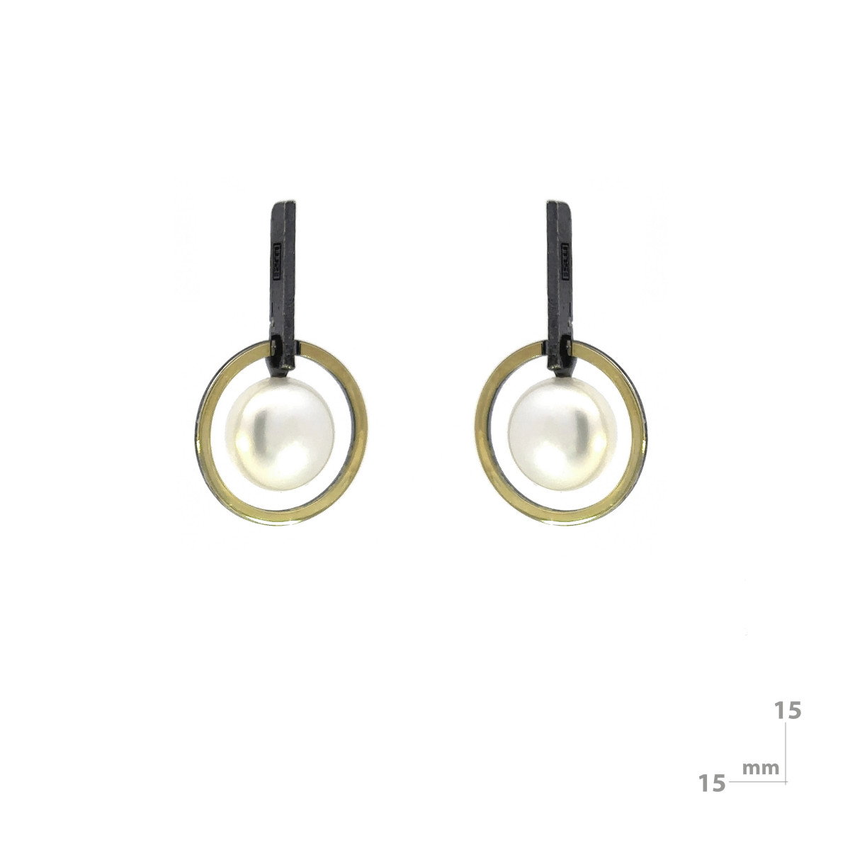 Silver, pearl and gold earrings
