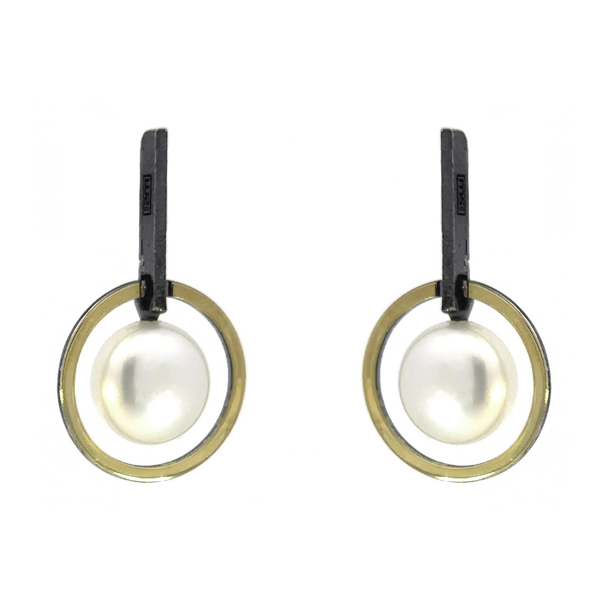 Silver, pearl and gold earrings