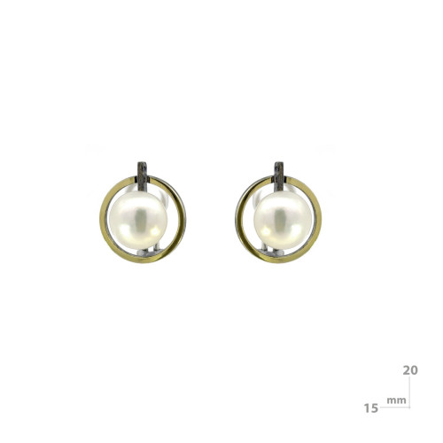 Arrecades de plata, perla i or