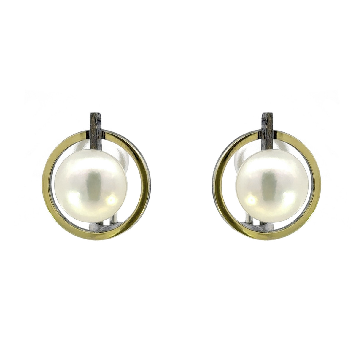 Pendientes de plata, perla y oro
