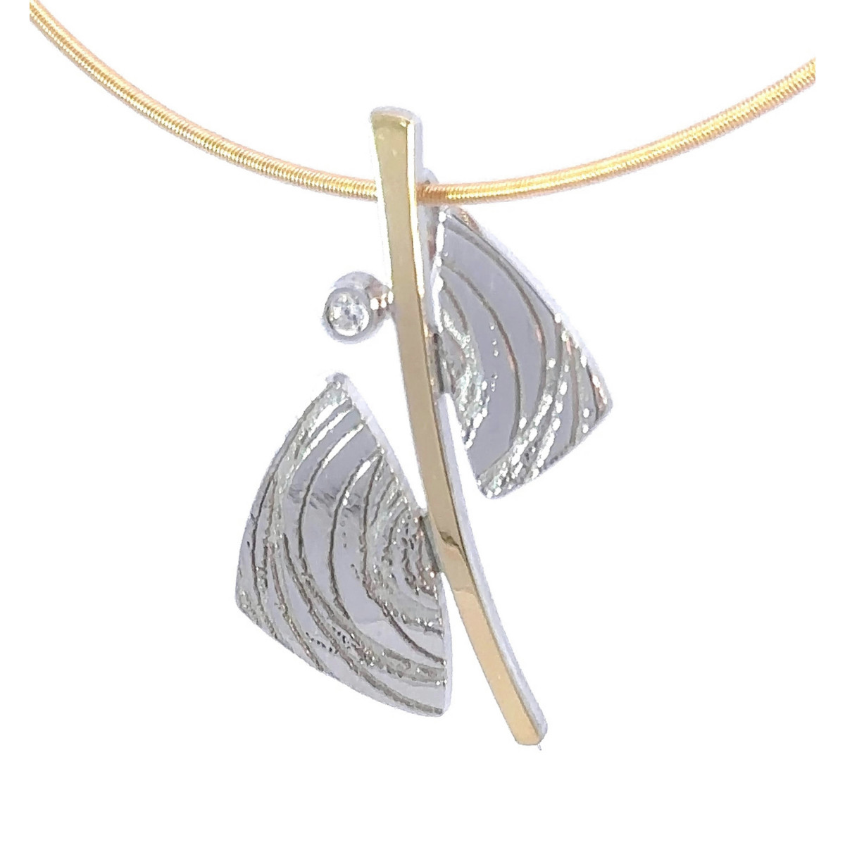 Colgante de plata, oro y DIAMANT  LAB