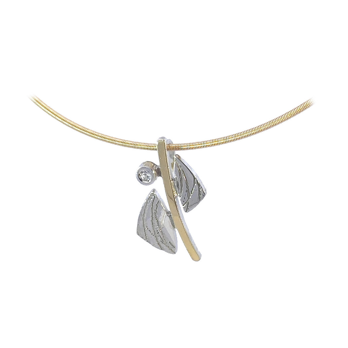 Colgante de plata, oro y DIAMANT  LAB