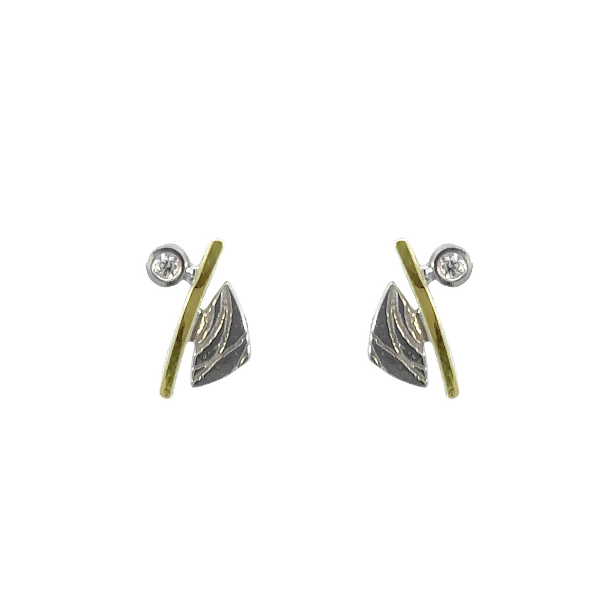 Silver, gold and brilliant earrings