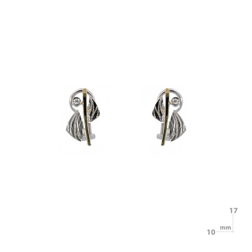 Earrings made of silver, 18k gold and brilliant
