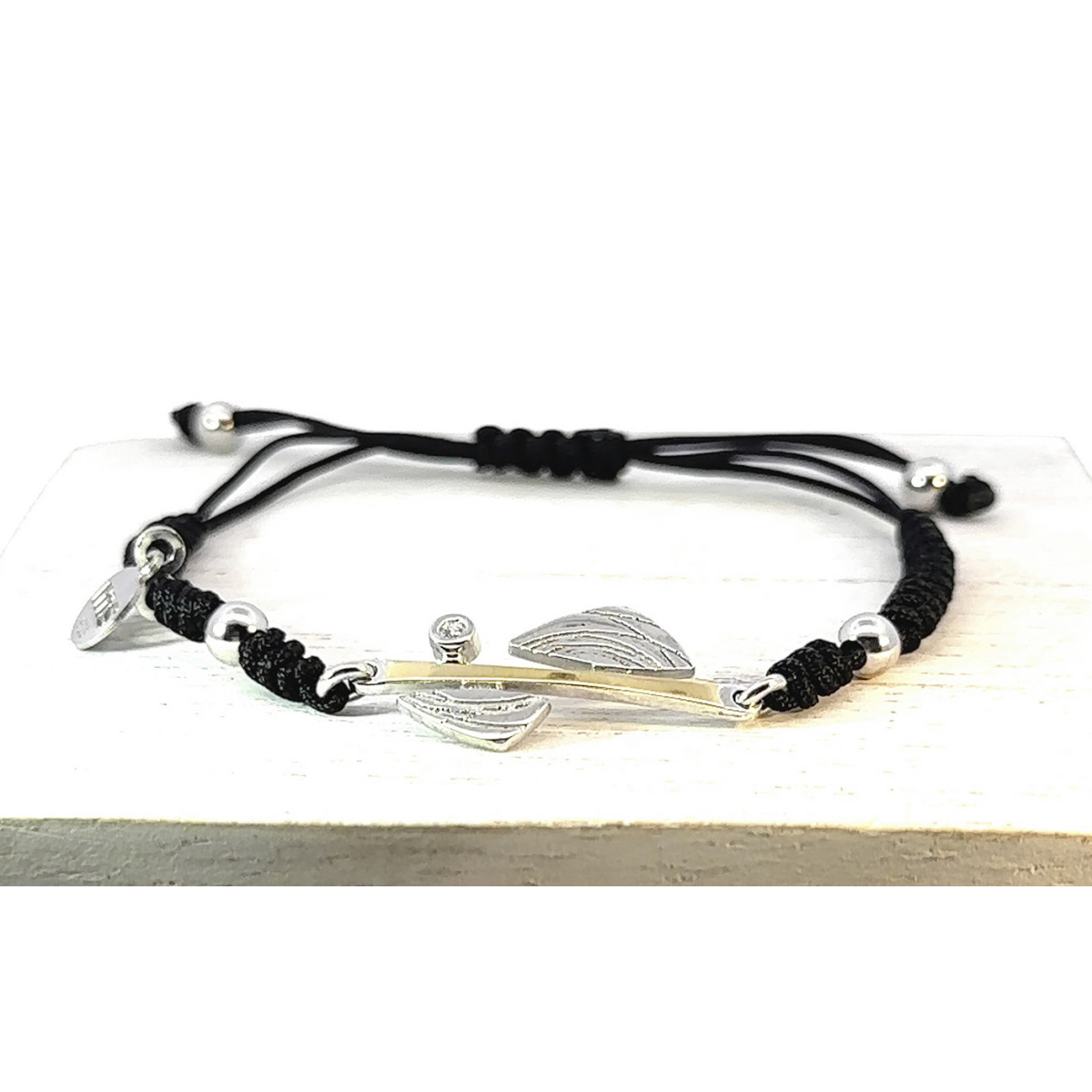 Silver, gold and diamond bracelet