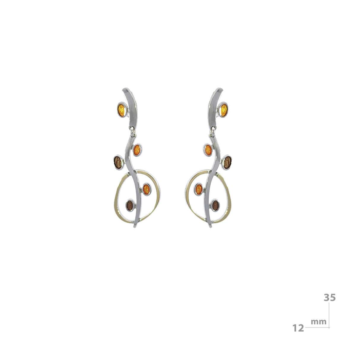 Arrecades de plata, or i esmalt