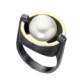Silver, pearl and gold ring