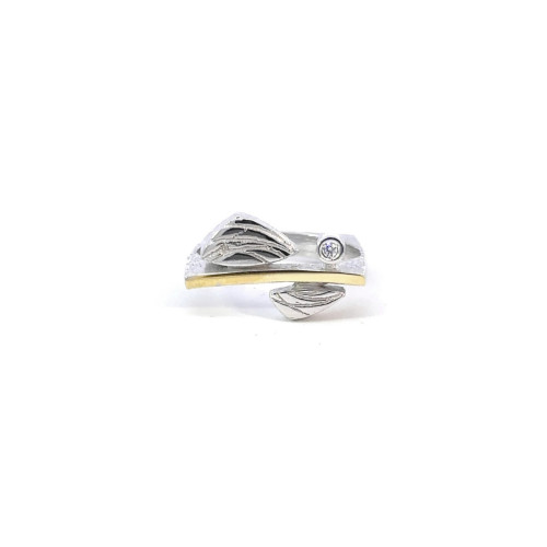 Silver, gold and brilliant ring
