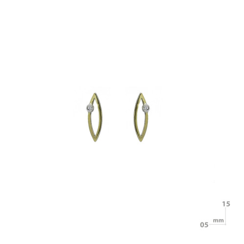 Pendientes de plata, oro y brillante