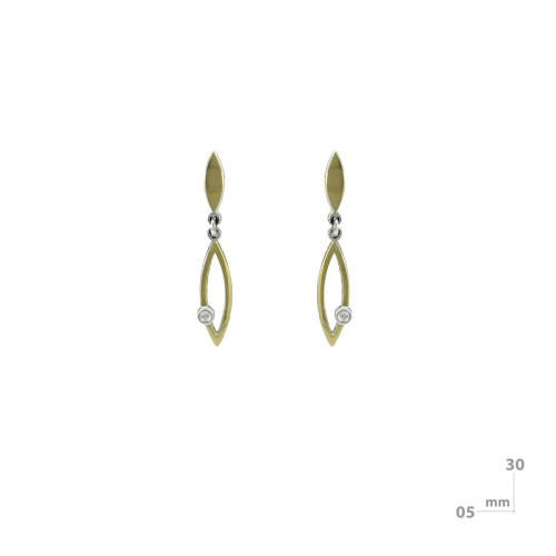 Pendientes de plata, oro y brillantes