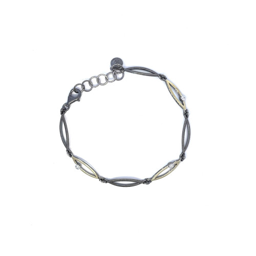Pulsera de plata, oro y brillante