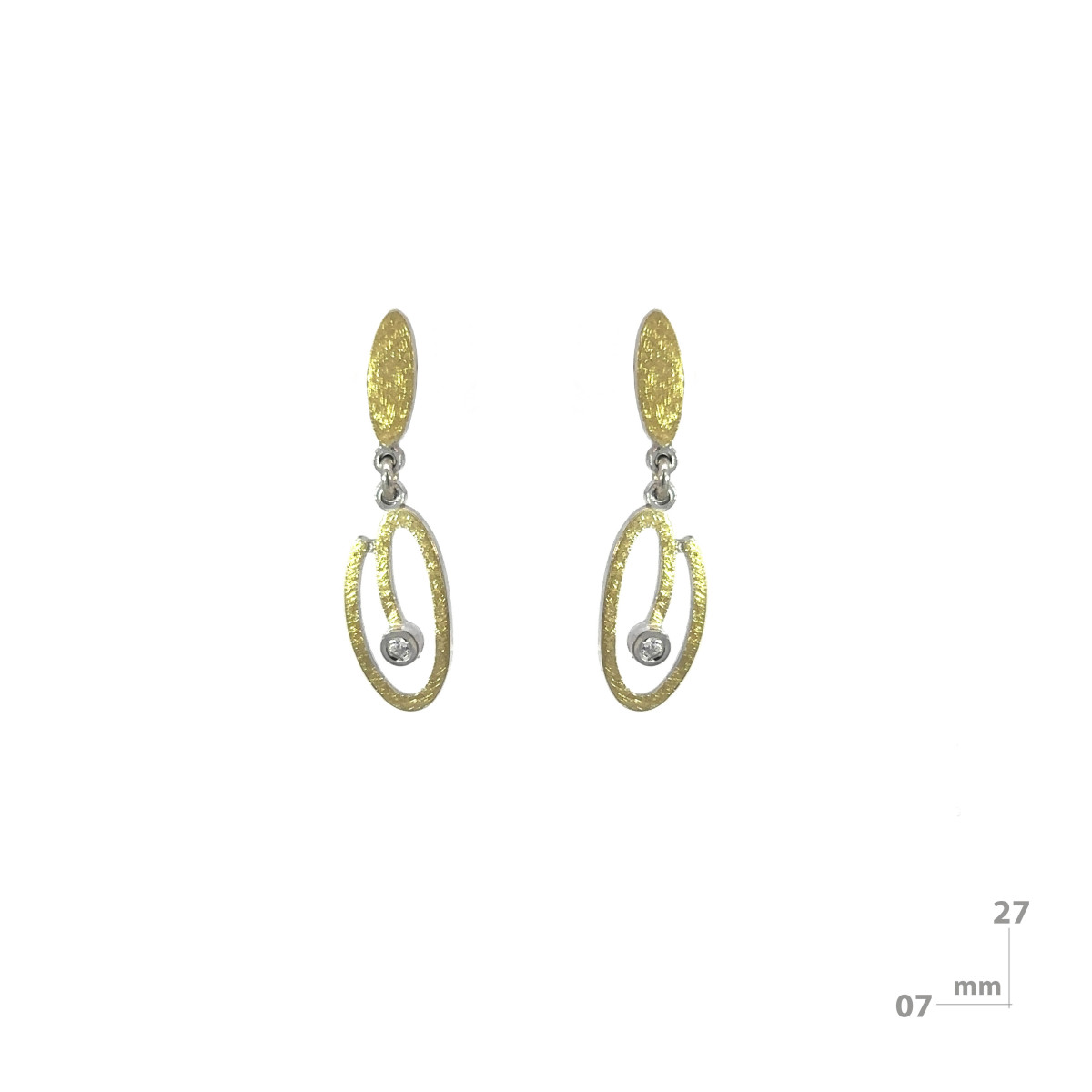 Silver, gold and brilliant earrings