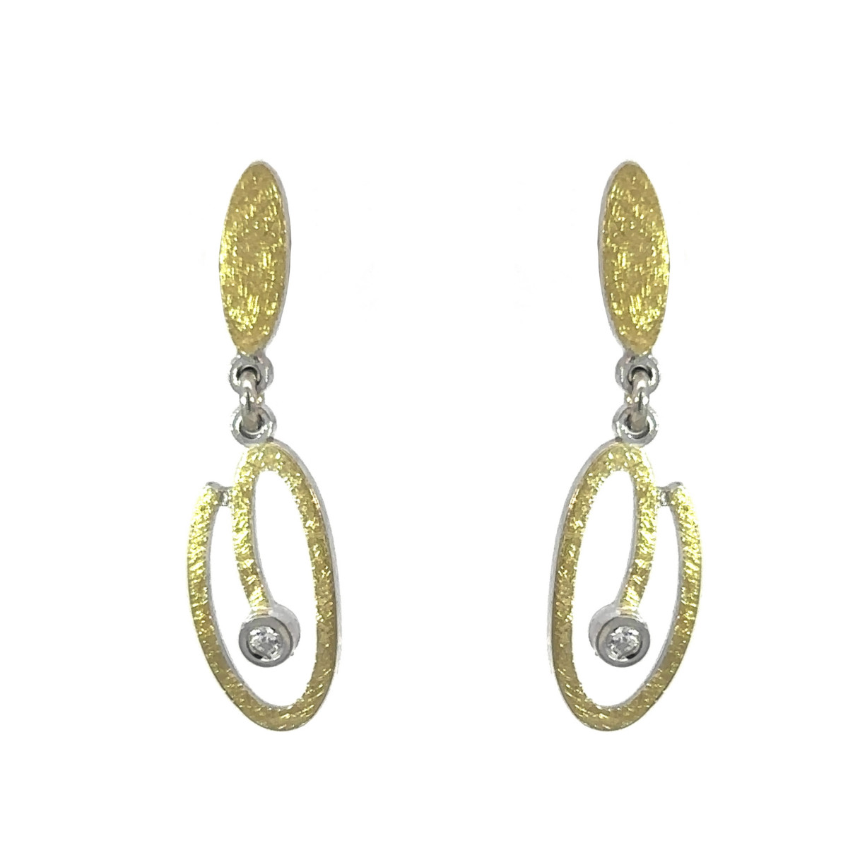 Silver, gold and brilliant earrings