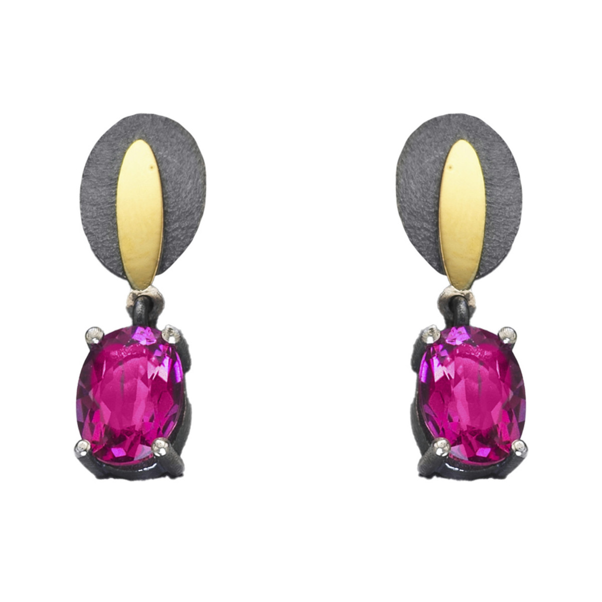 Pendientes de plata, topacio y oro