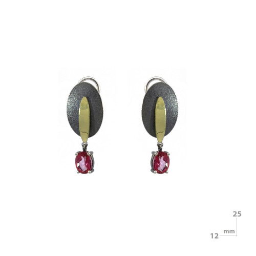 Pendientes de plata, topacio y oro