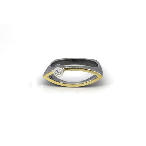 Anillo de plata, oro y DIAMANT  LAB