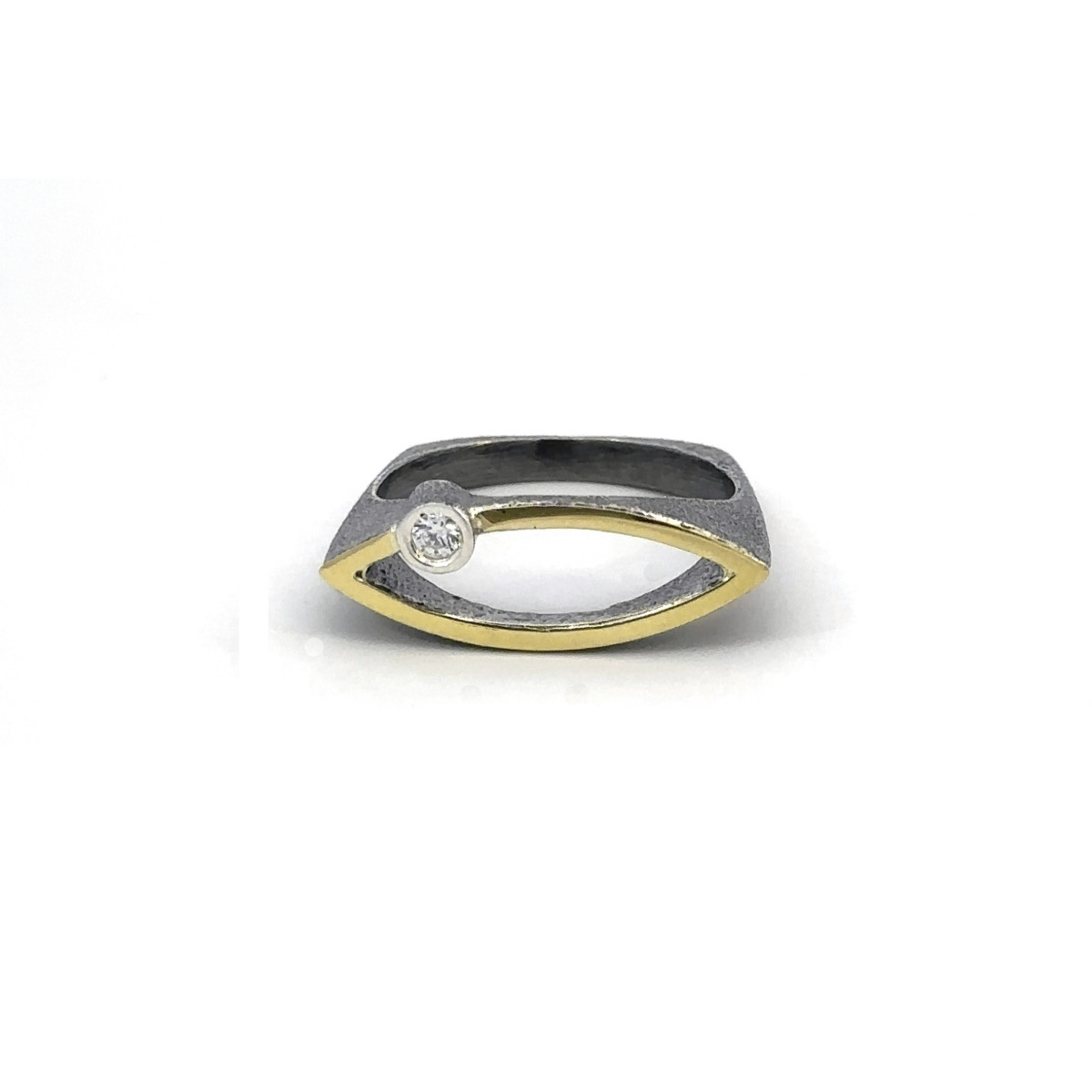 Anillo de plata, oro y brillante