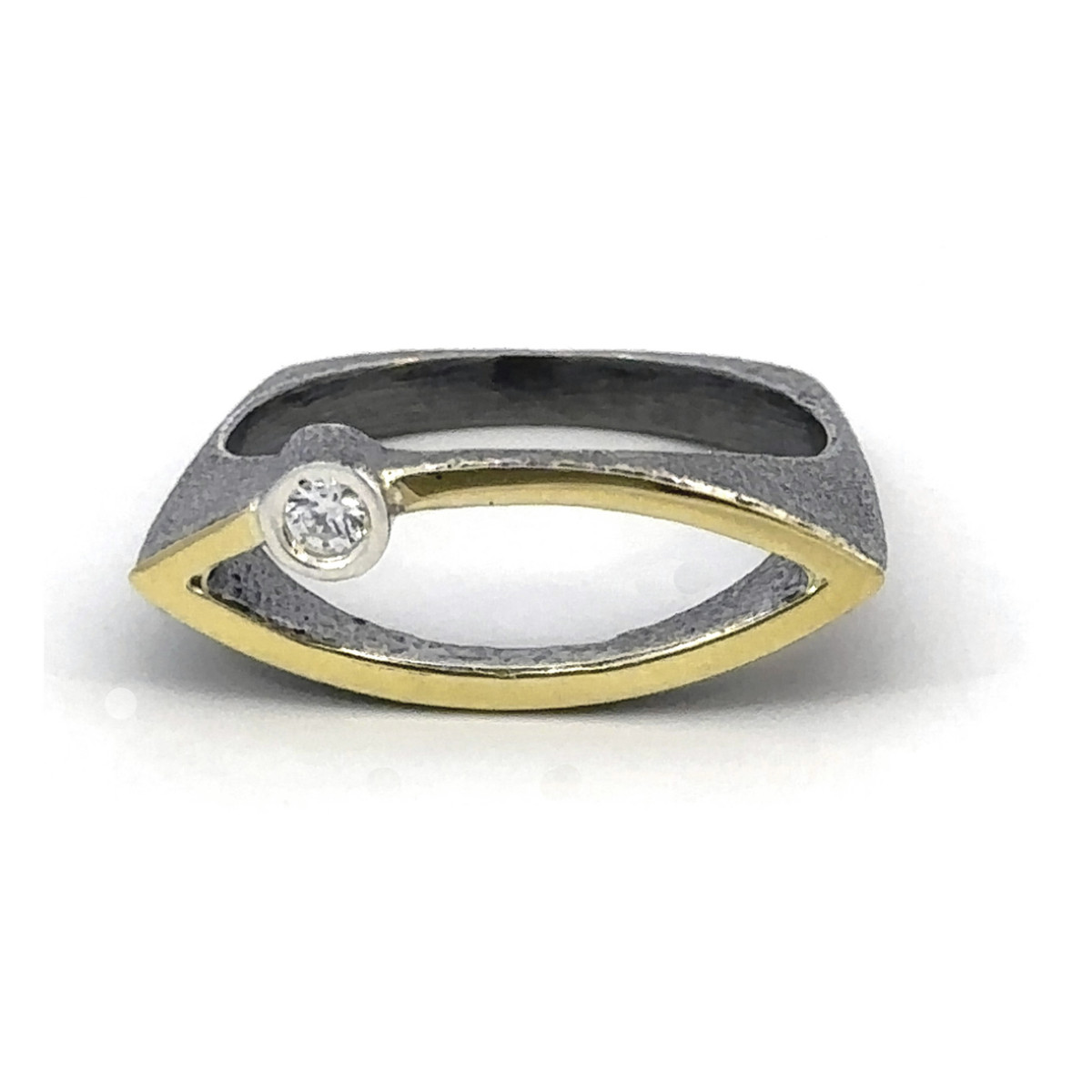 Anillo de plata, oro y brillante