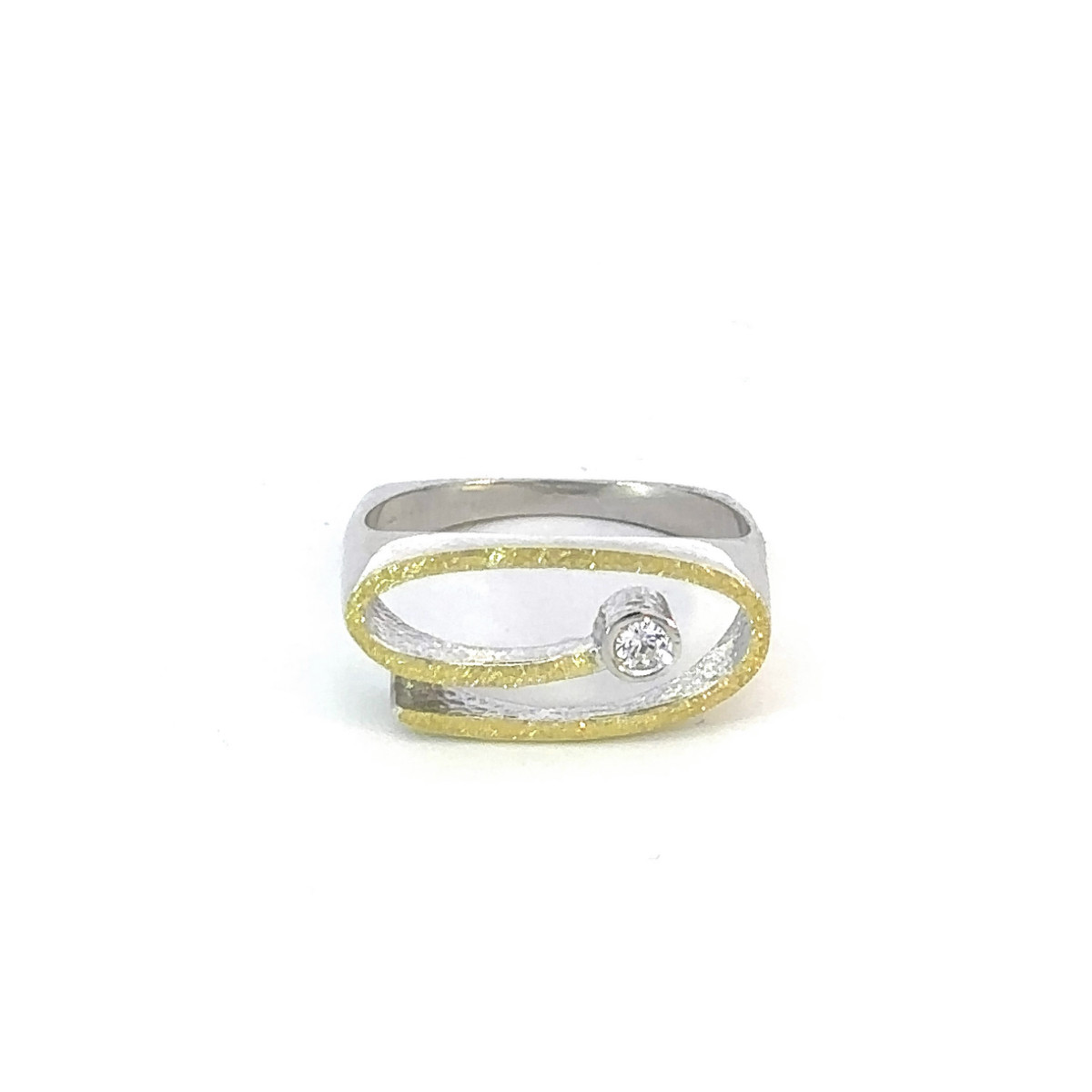 Silver, gold and brilliant ring