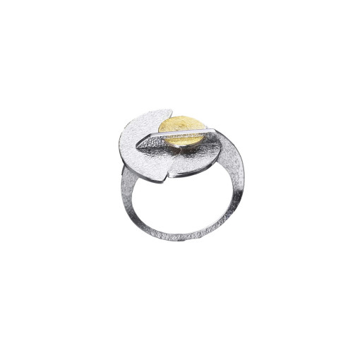 Anell de plata rodiada i or