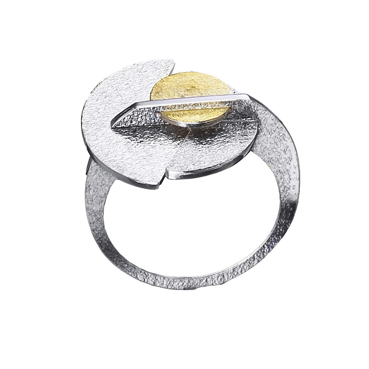 Anell de plata rodiada i or