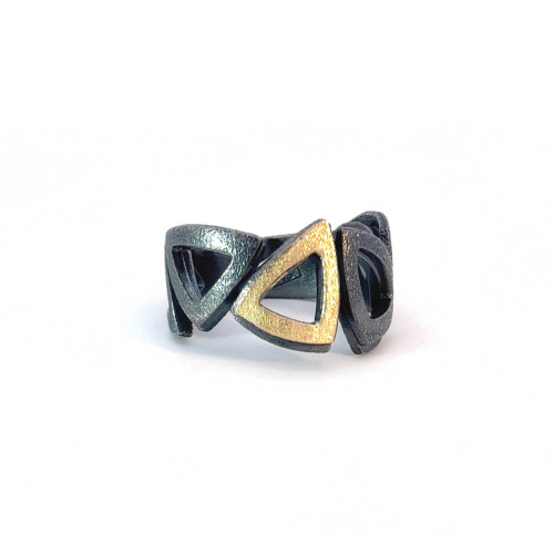 Silver and gold ring