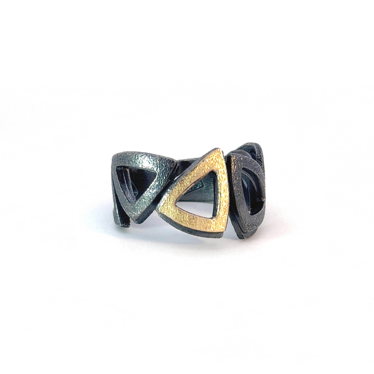 Silver and gold ring