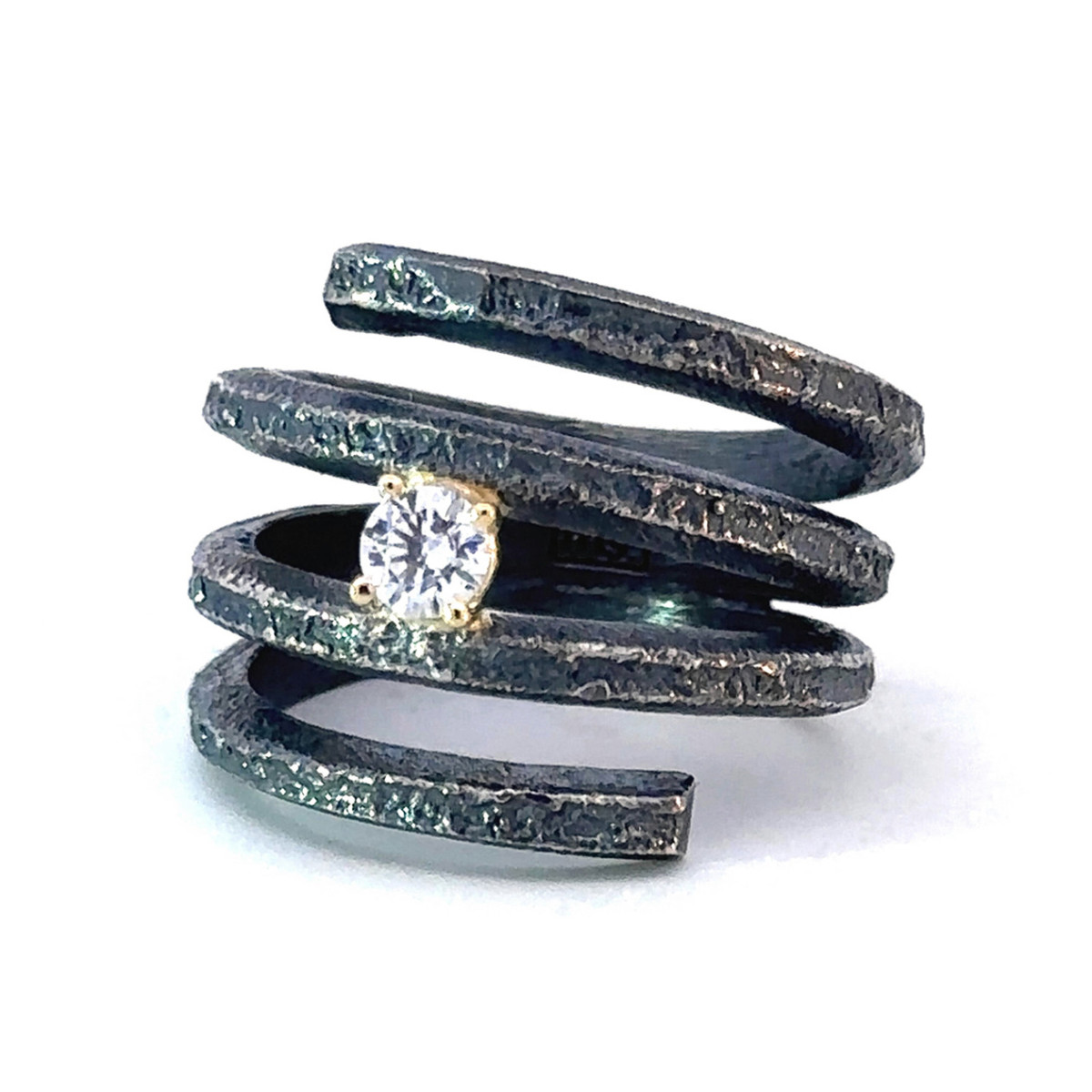 Silver, gold and brilliant ring