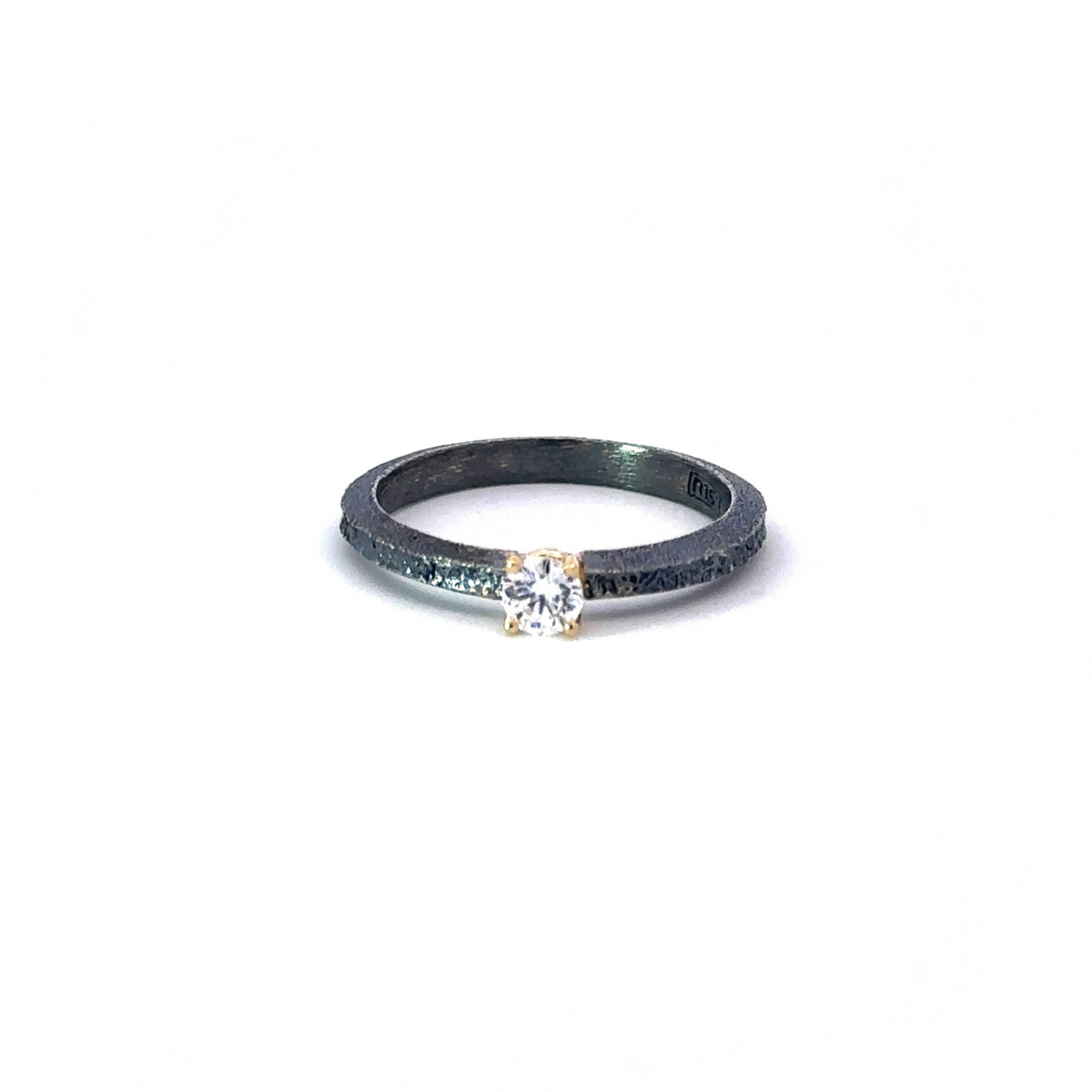Anillo de plata, oro y brillante