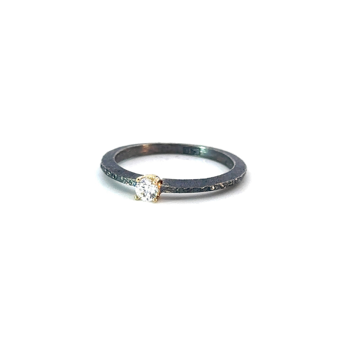 Anillo de plata, oro y brillante