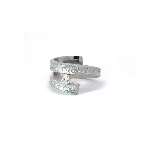 Anillo de plata, oro y brillante