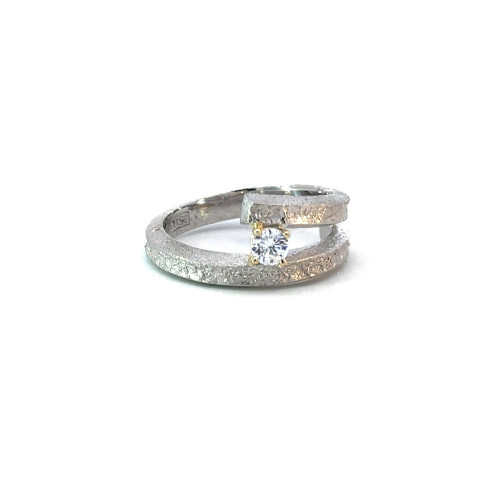 Anillo de plata, oro y brillante