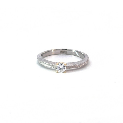 Anillo de plata, oro y brillante ecológico