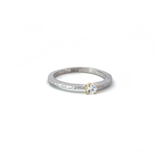 Anillo de plata, oro y brillante