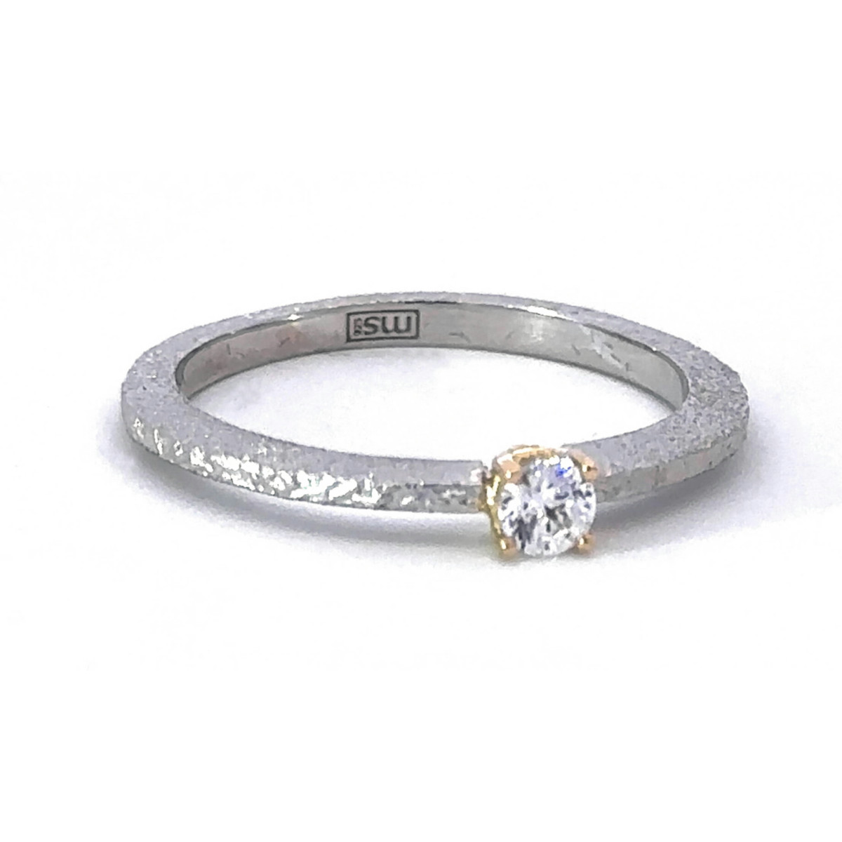 Anillo de plata, oro y brillante