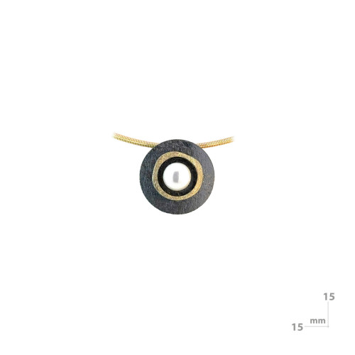 Silver, gold and pearl pendant