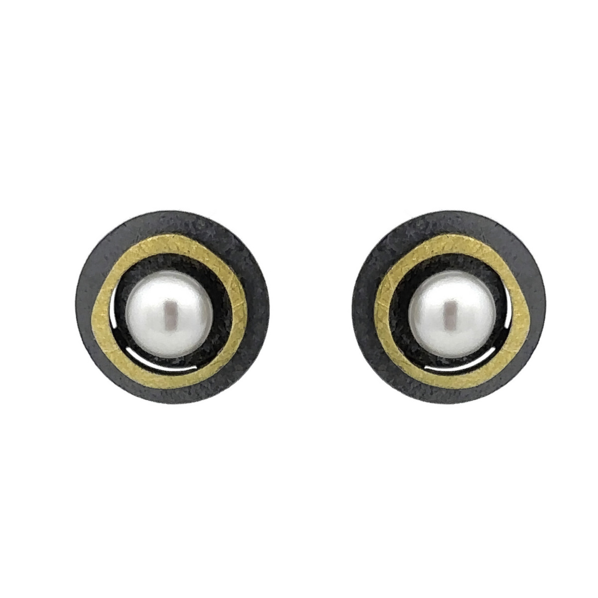 Pendientes de plata, oro y perla