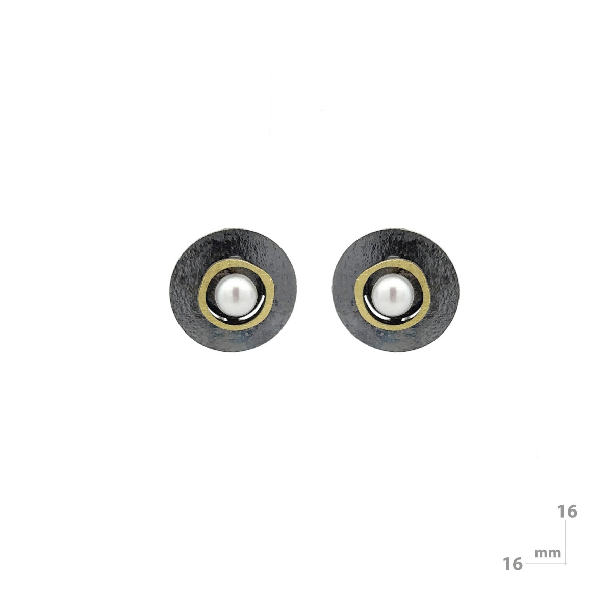 Pendientes de plata, oro y perla