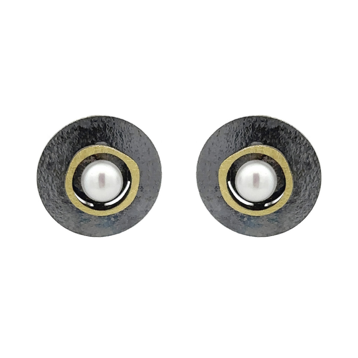 Pendientes de plata, oro y perla