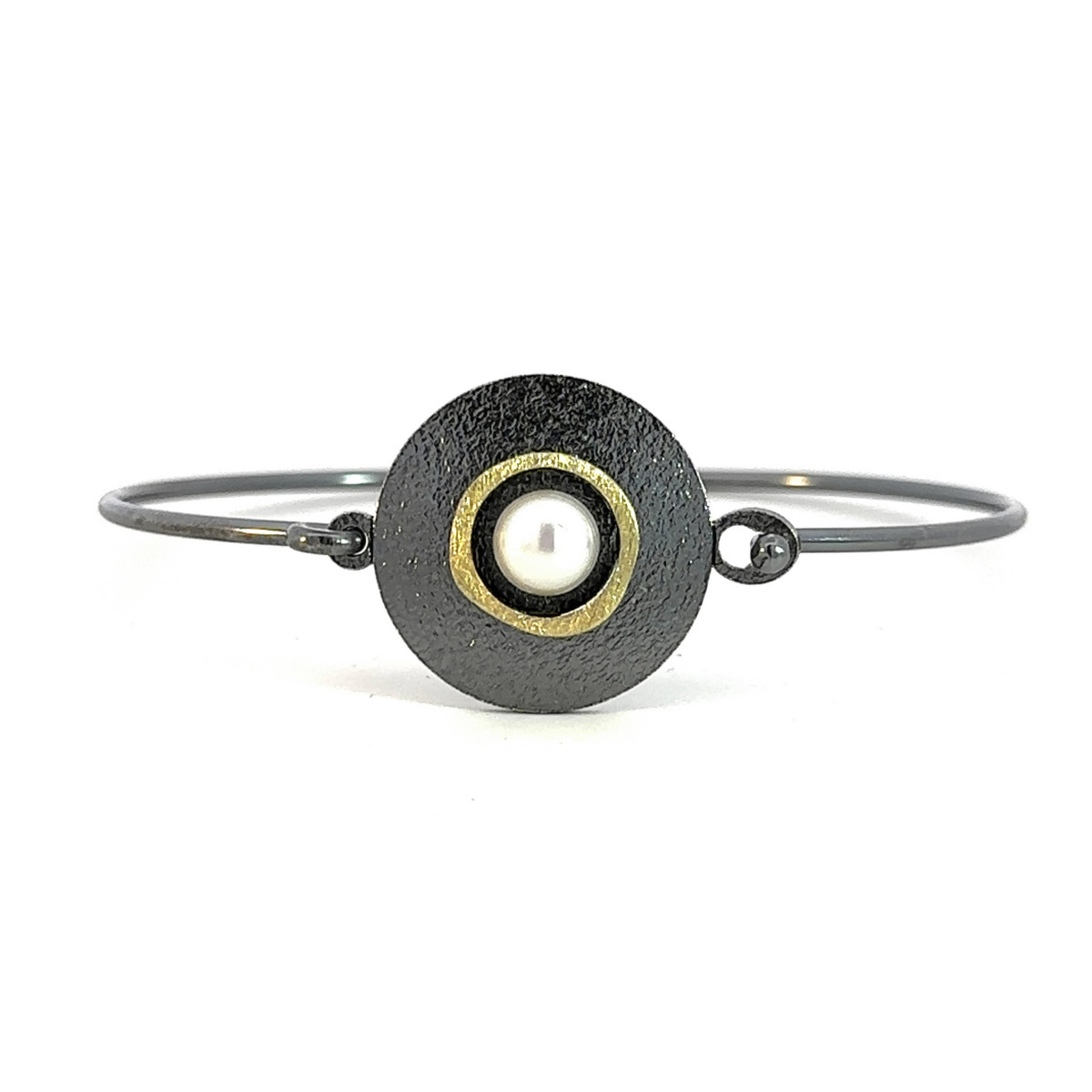 Silver, gold and pearl bracelet