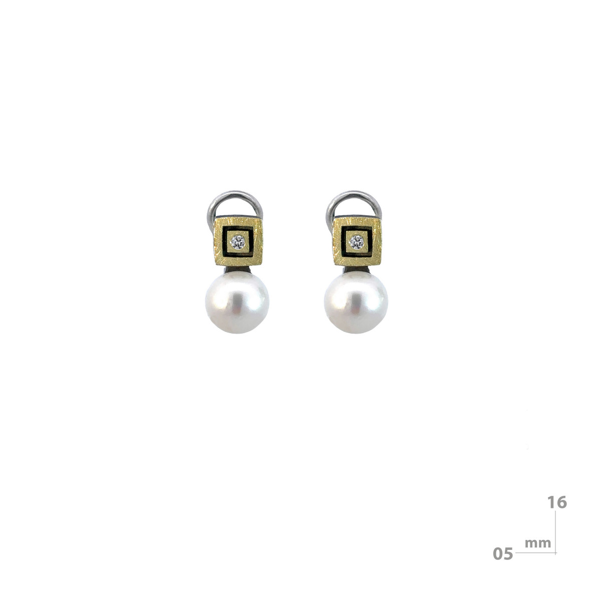 Arracades de plata, or, brillant i perla
