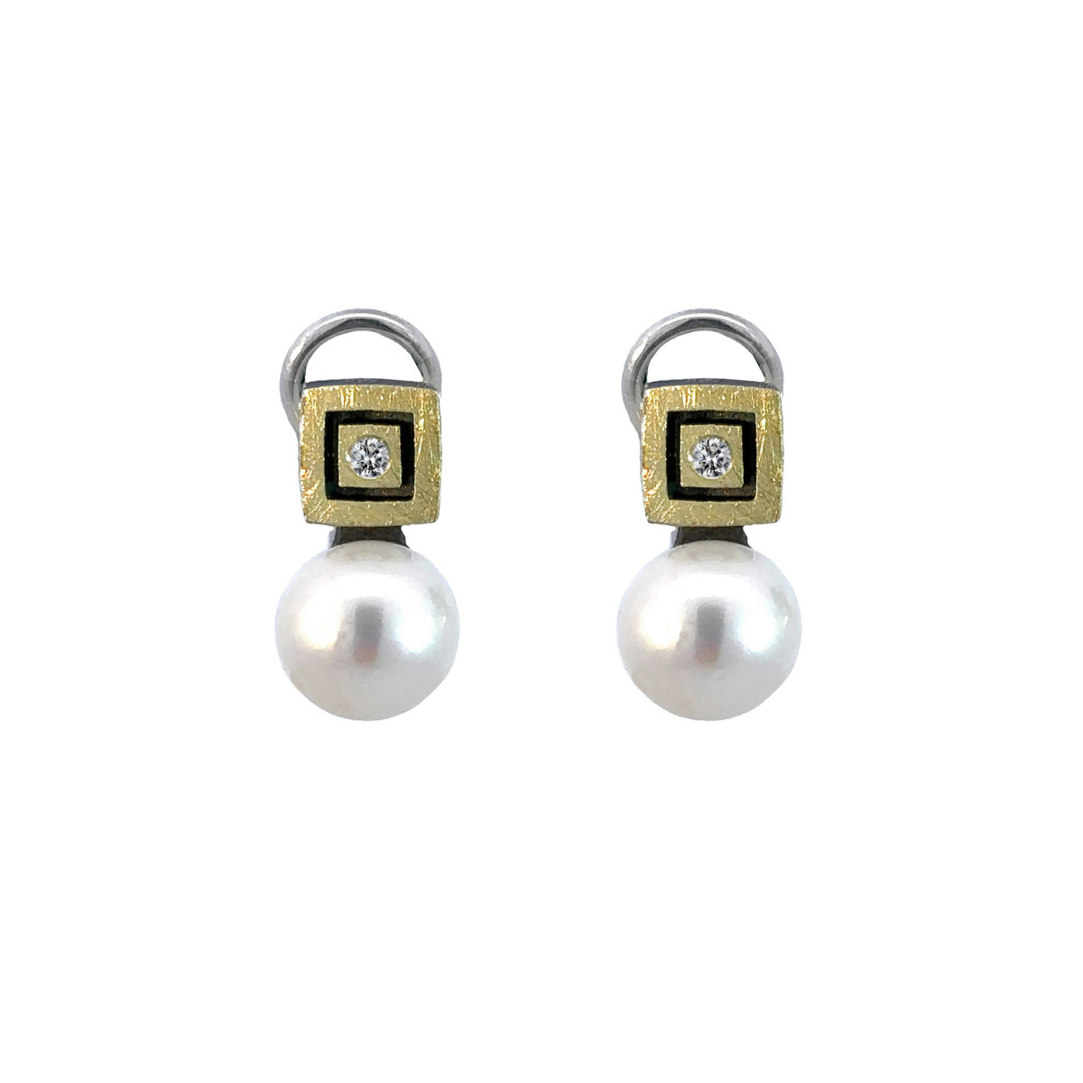 Arracades de plata, or, brillant i perla