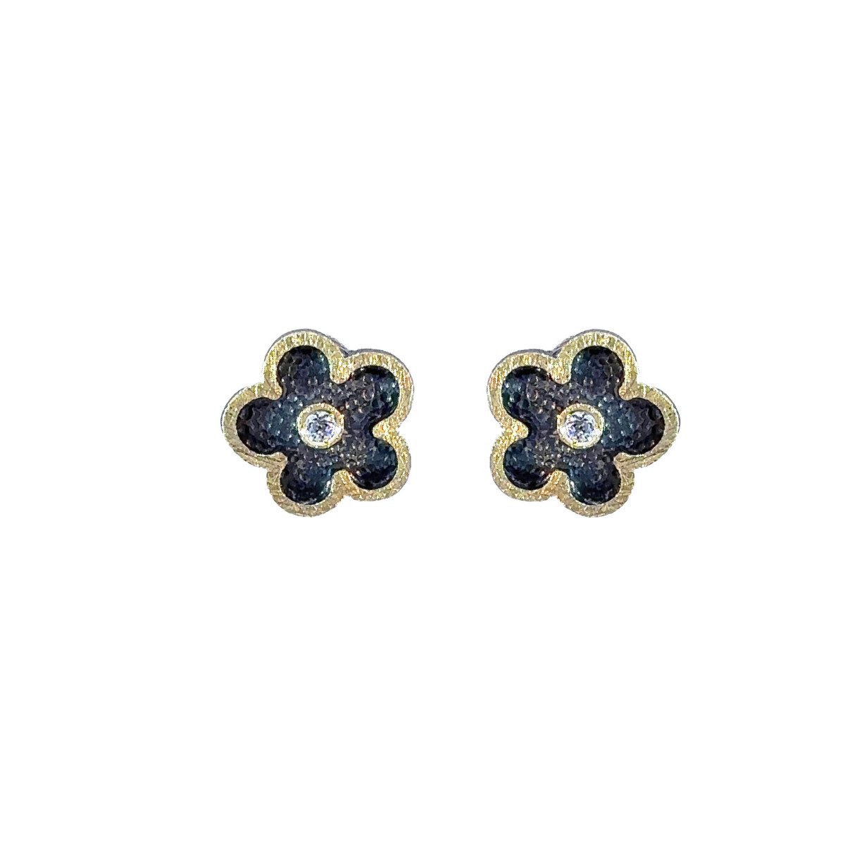 Pendientes de plata, oro y brillante