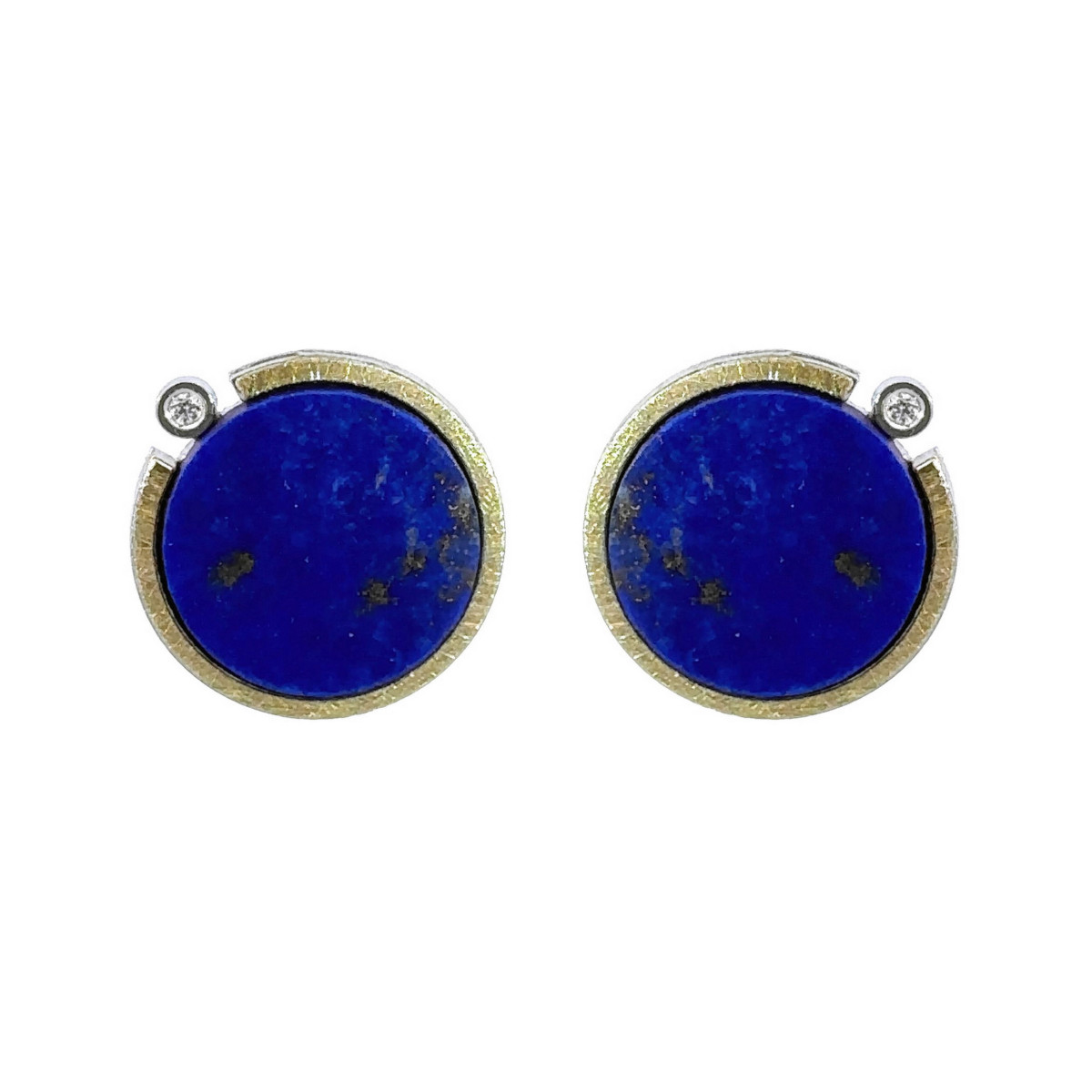 Silver, gold, lapis lazuli and diamond earrings