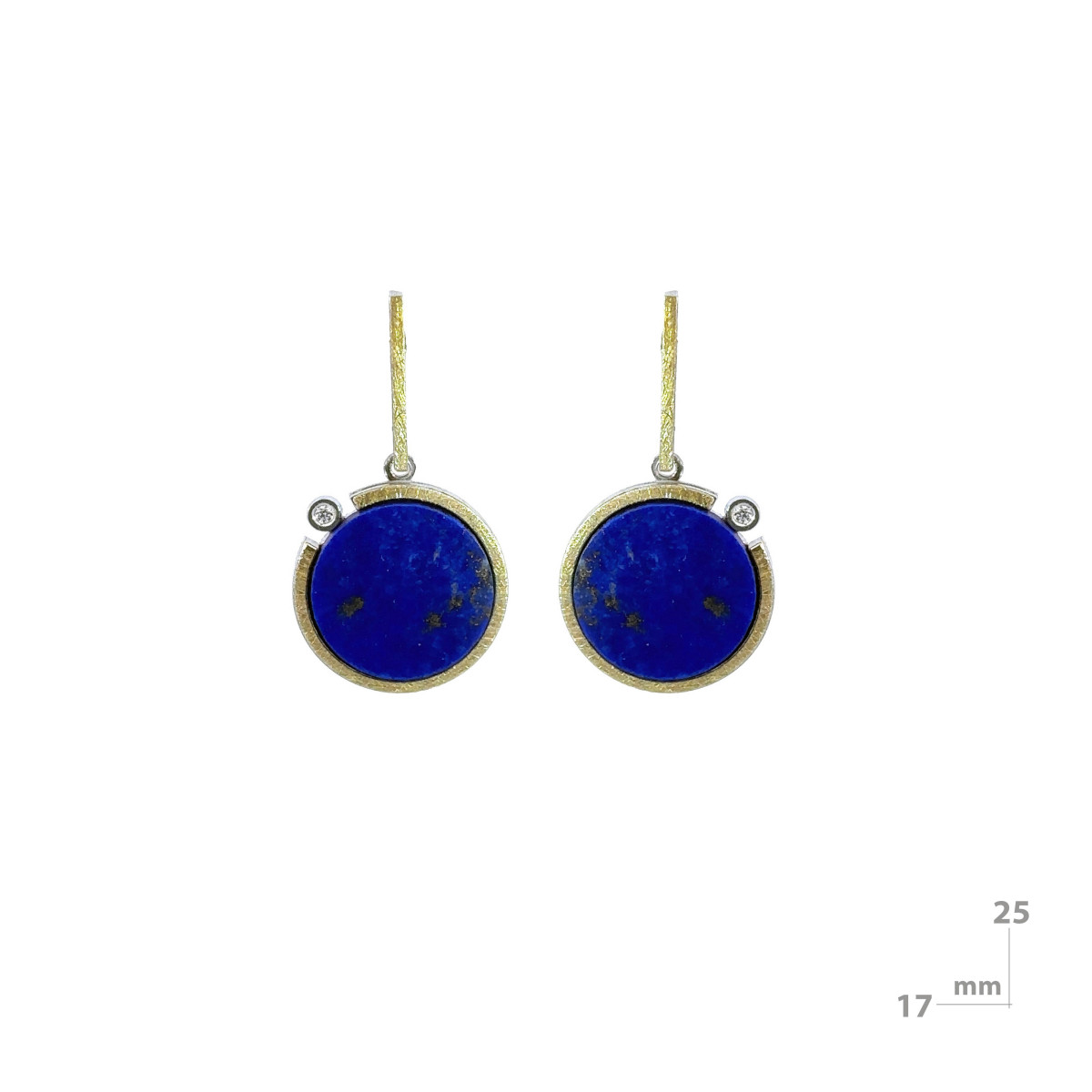 Silver, gold, lapis lazuli and diamond earrings
