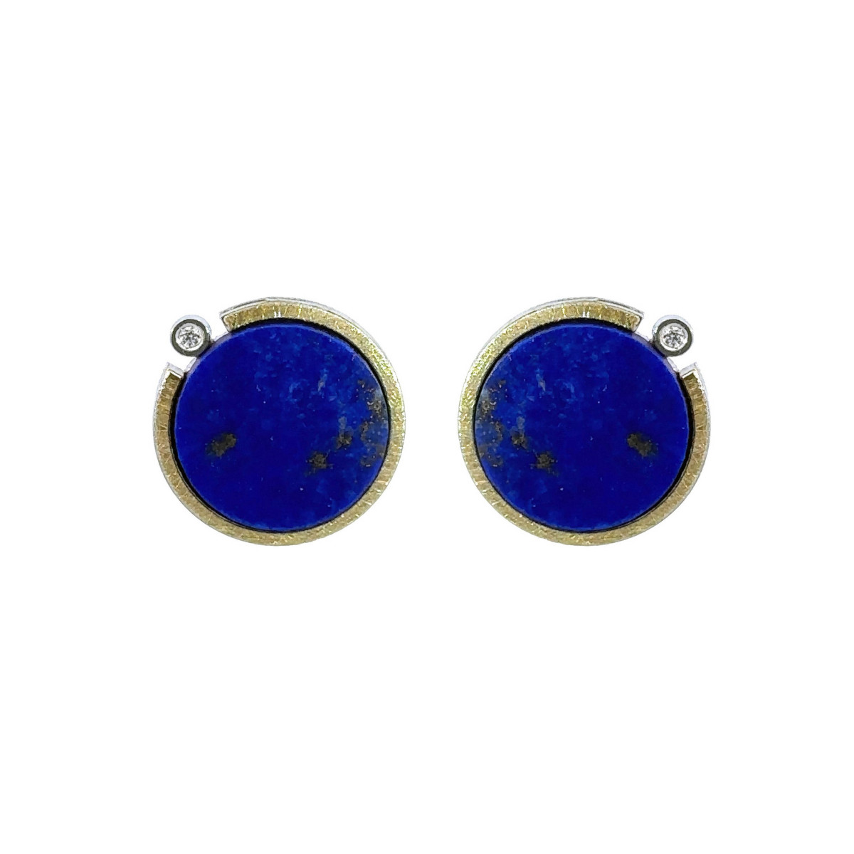 Silver, gold, lapis lazuli and diamond earrings
