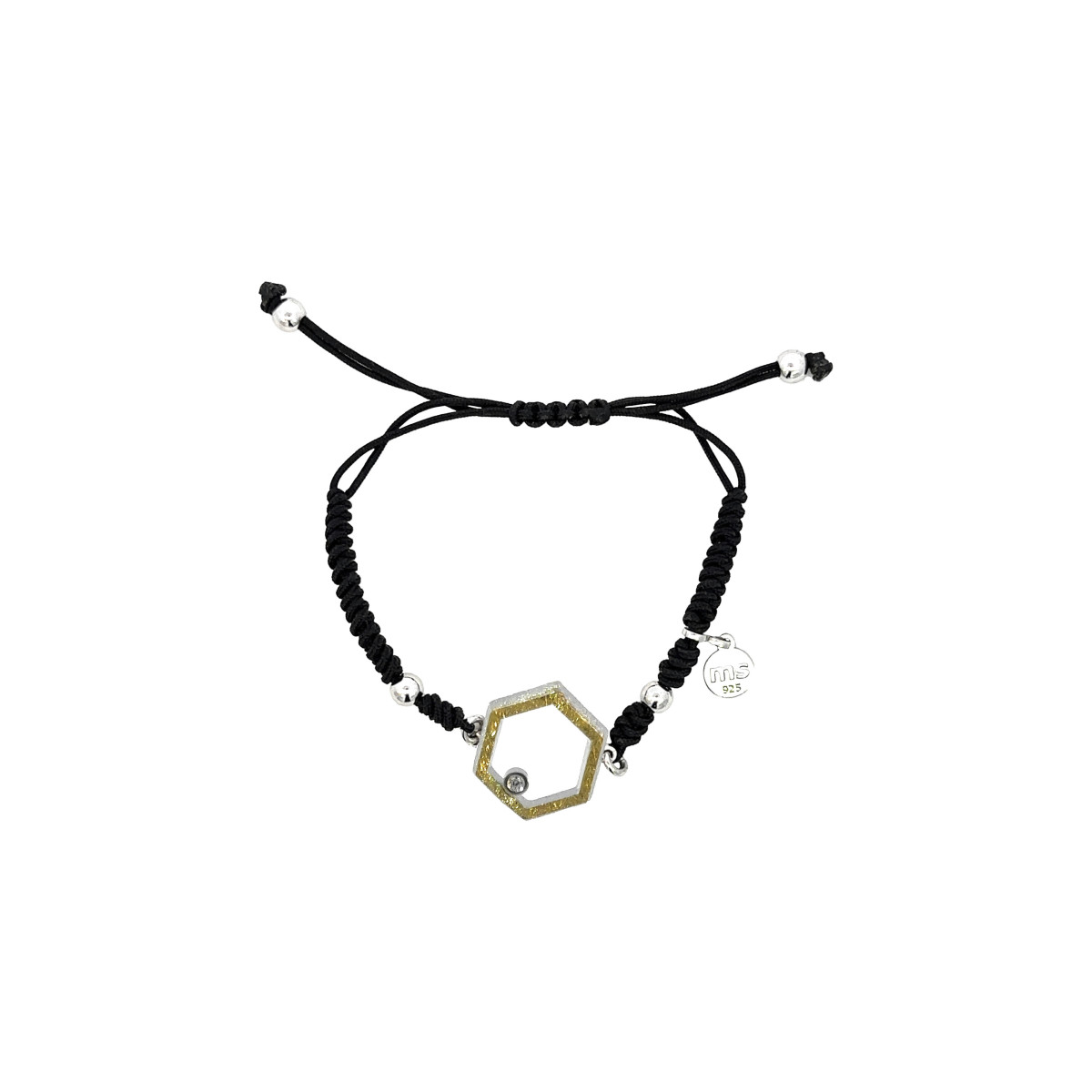 Pulsera de plata, oro y brillante
