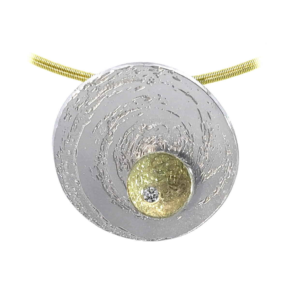 Silver, gold and DIAMOND LAB pendant